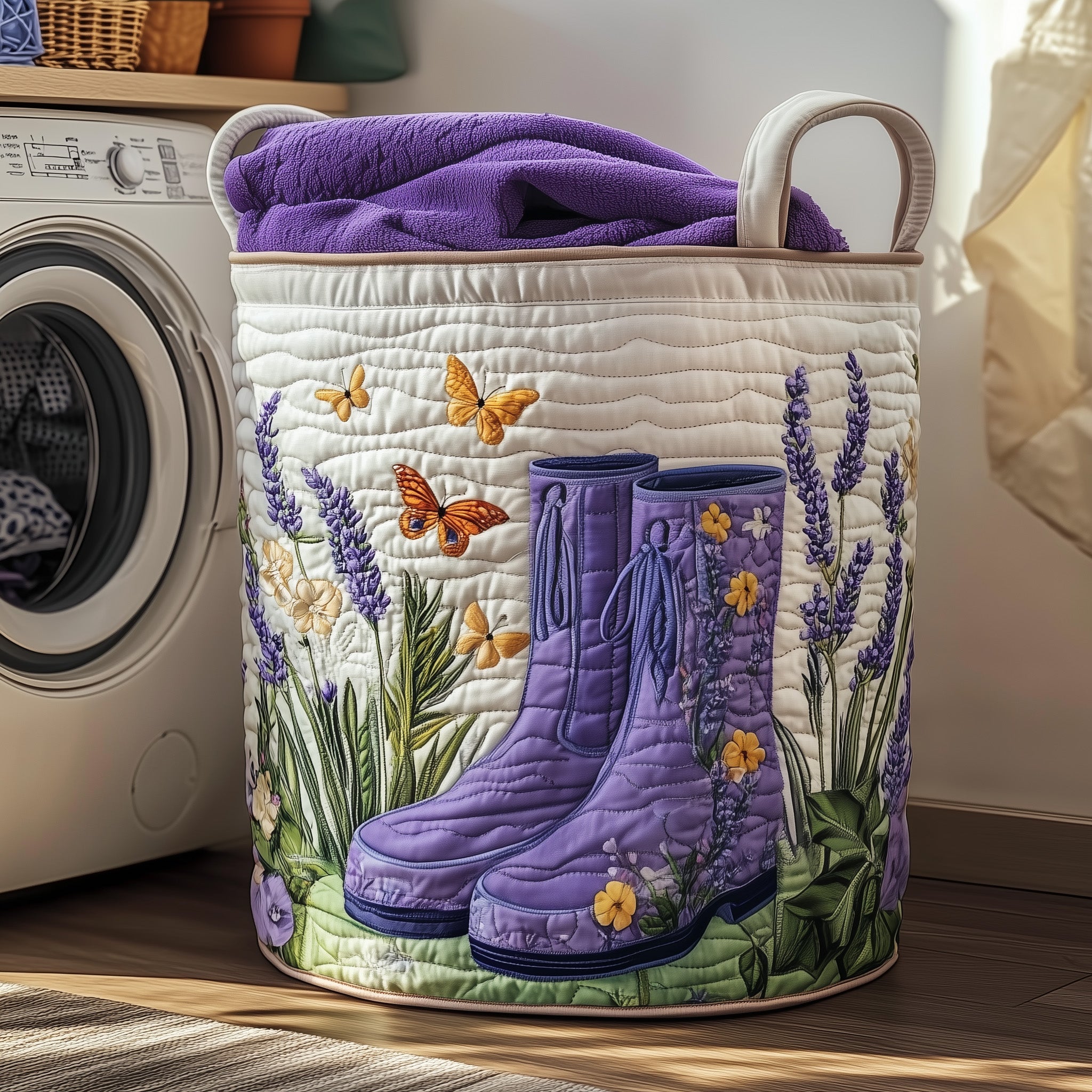 Lavender Boots Quilted Laundry Basket Lavender Gifts For Him