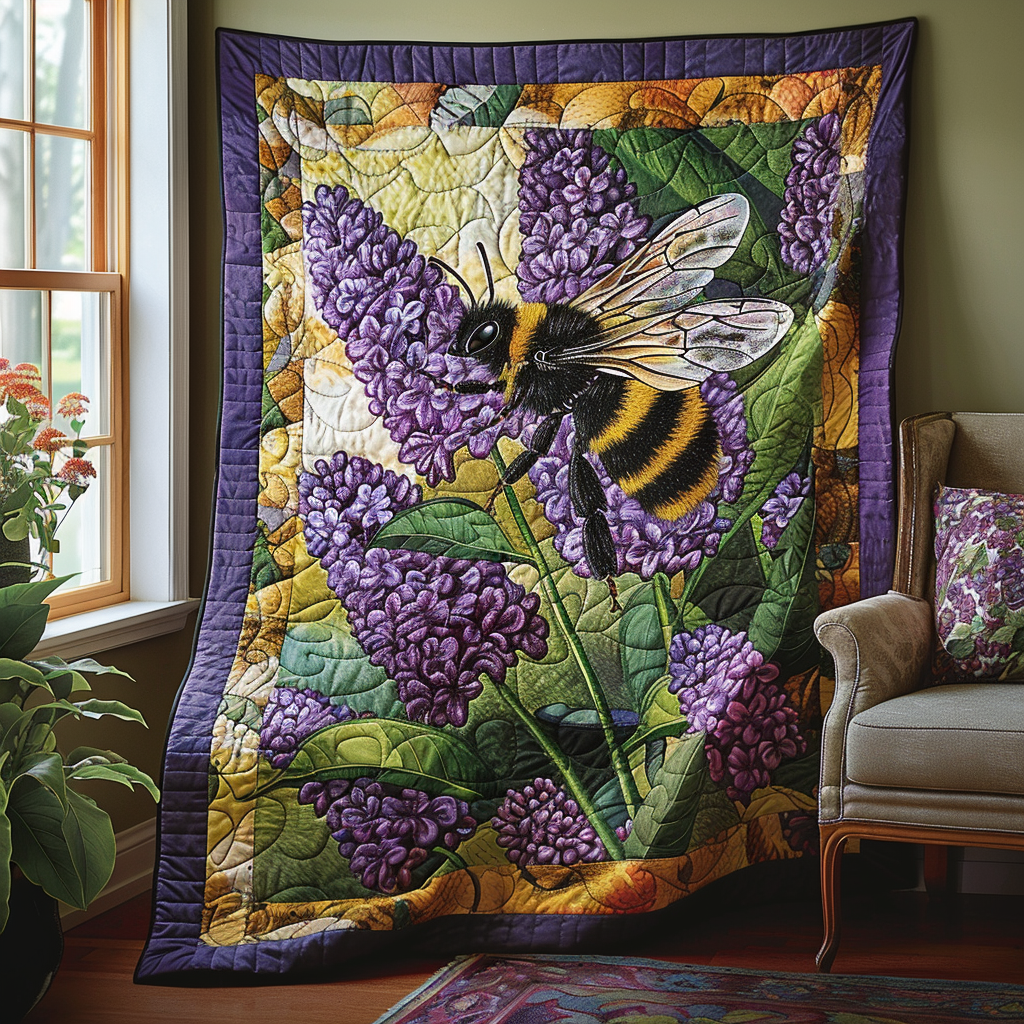 Lavender Buzz Quilted Blanket Cute Fuzzy Blankets