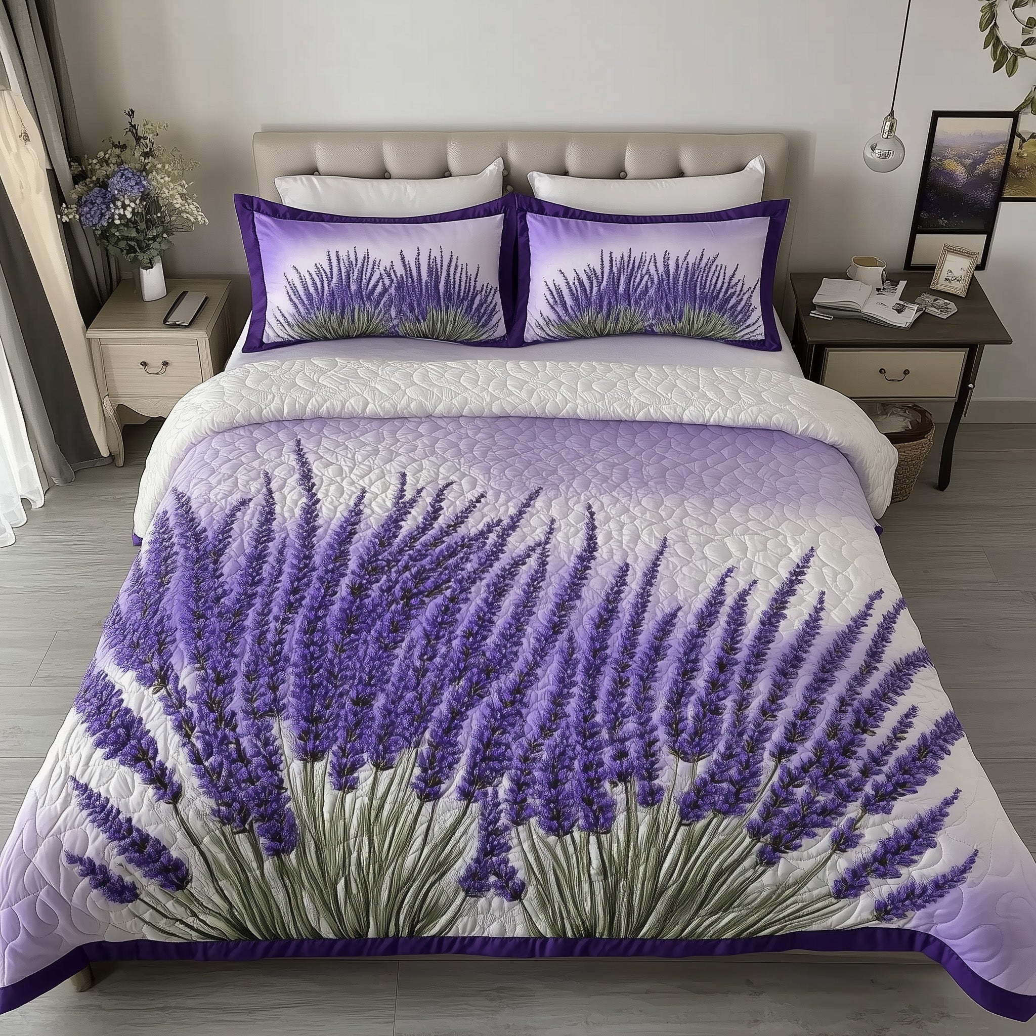 Lavender Charm Quilted Bedding Set Lavender Decor Best Floral Bedding Ideas