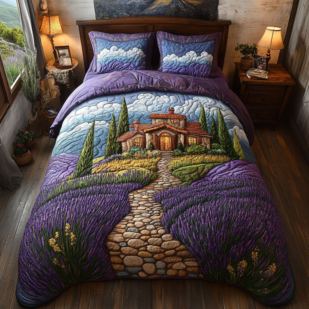Lavender Dreamscape Quilted Bedding Set Luxury Duvet Covers Meaningful Gifts For Dad Birthday
