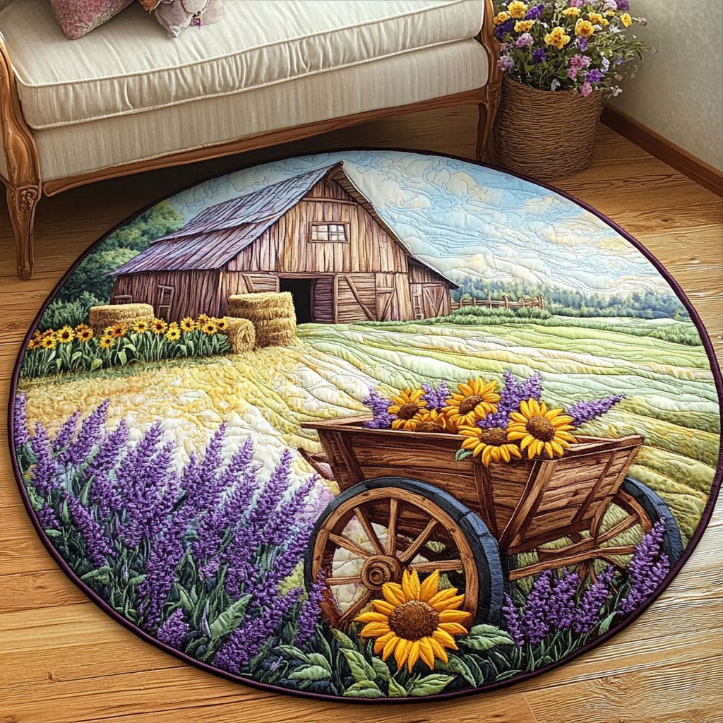 Lavender Farm Cart Quilted Round Mat Front Entryway Ideas Farm Wife Gifts