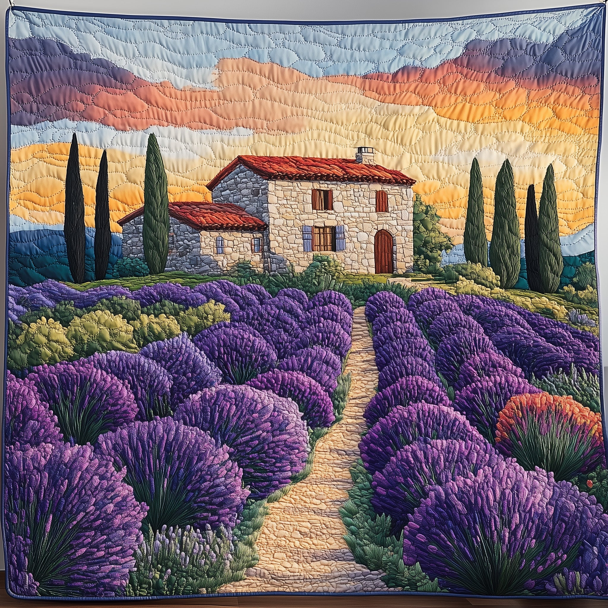 Lavender Field Quilted Blanket Cute Soft BlanketChristmas Gifts For Low Income Families