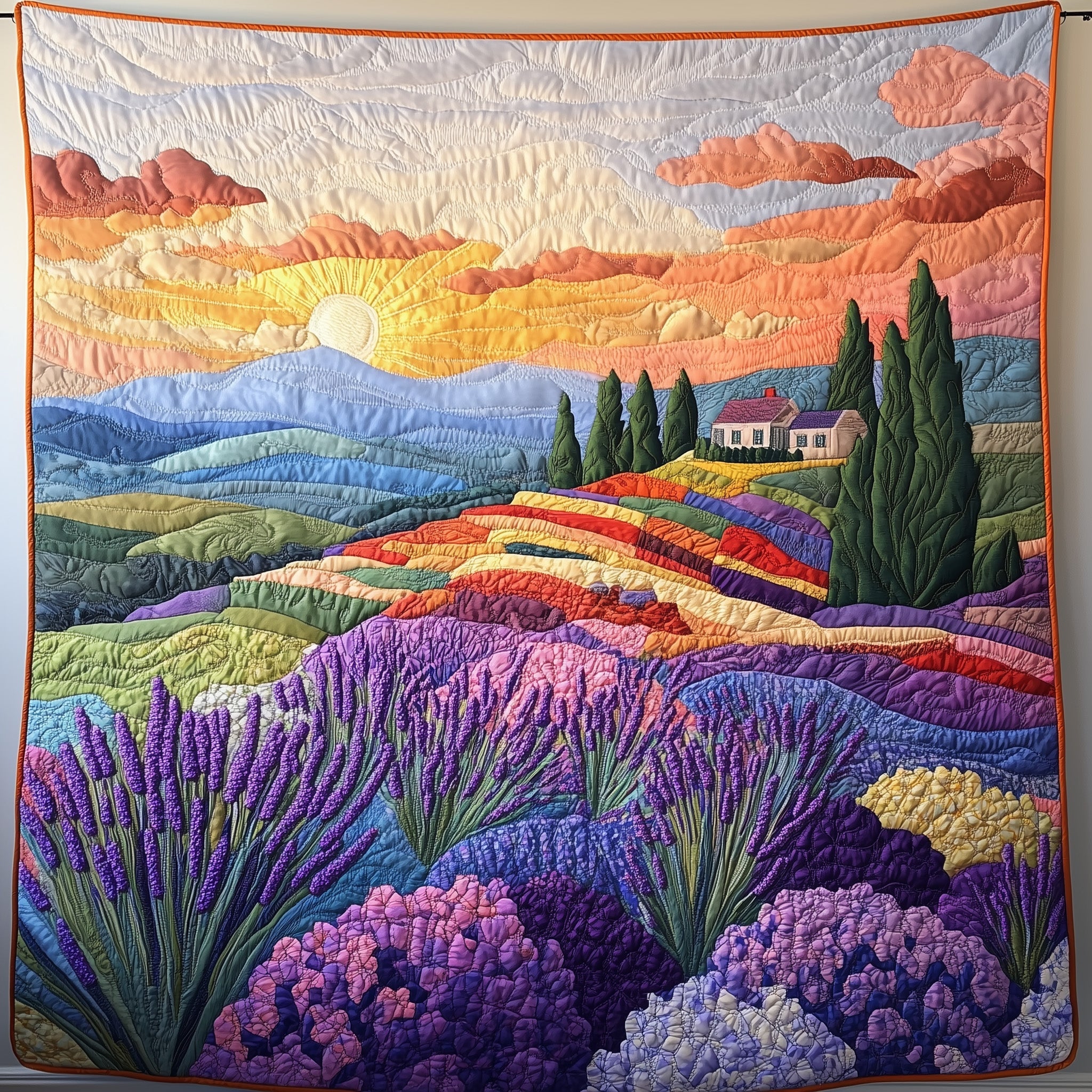 Lavender Field Quilted Blanket Cute Soft BlanketGood Christmas Gifts For Sister In Law