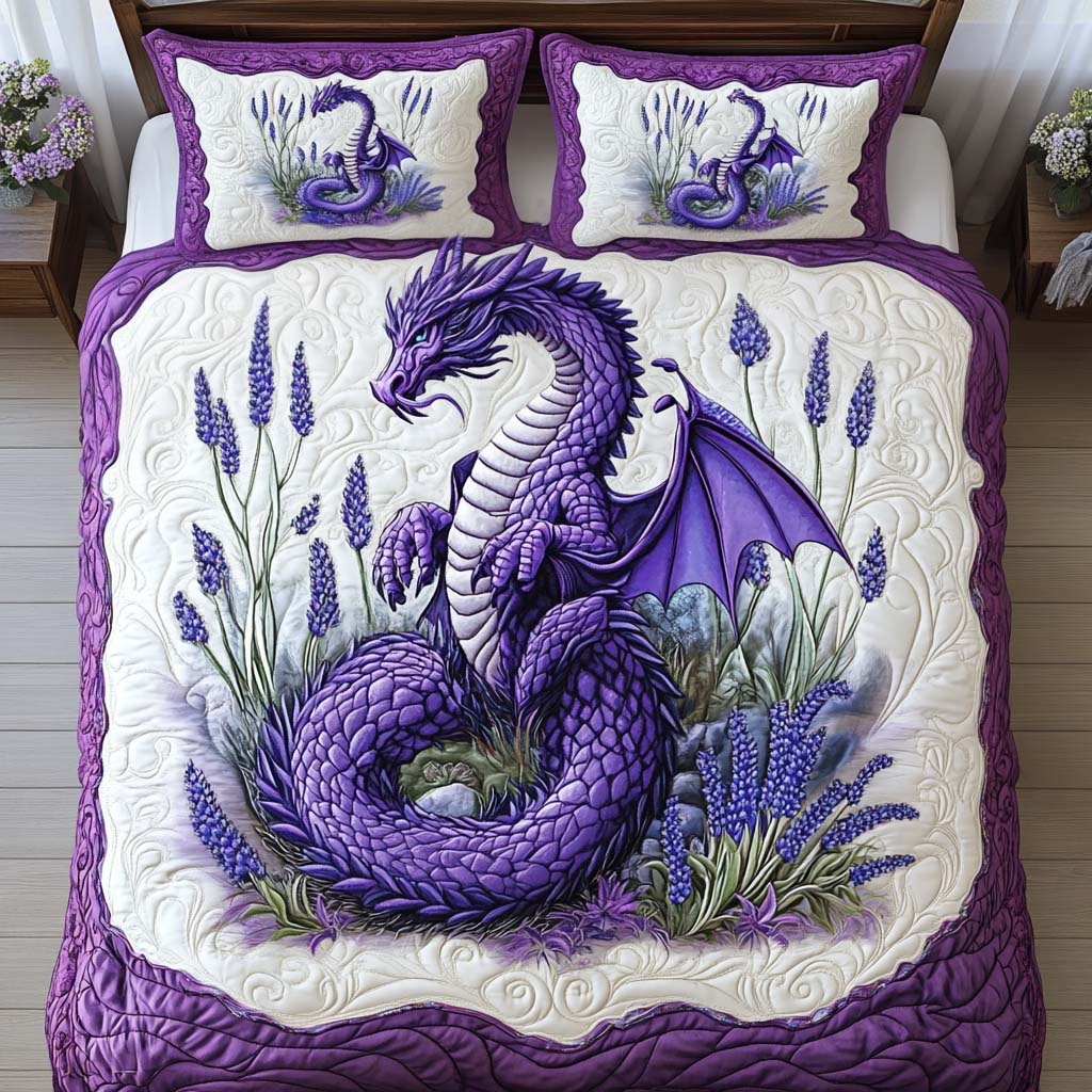 Lavender Flame Quilted Bedding Set Best Comforter Sets Awesome Dragon Lover Gift Ideas