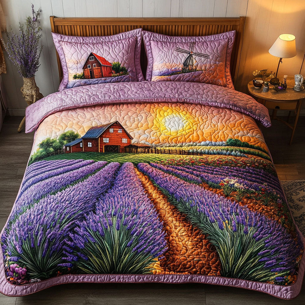 Lavender Horizon Quilted Bedding Set Bed Decorations Lavender Items For Gifts