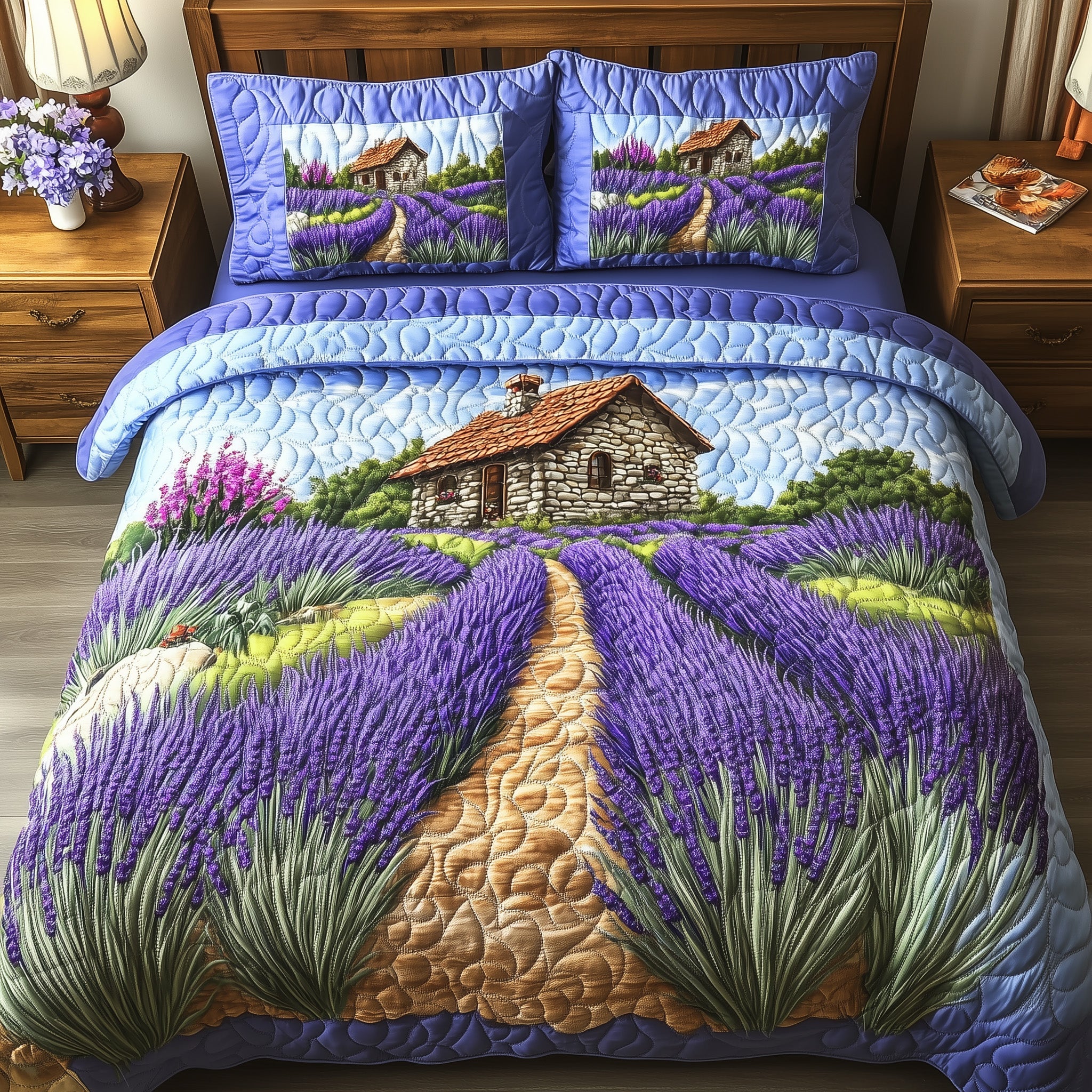 Lavender Meadow Quilted Bedding Set Duvet Cover Bed Sheet Last Minute Christmas Gifts For Mom