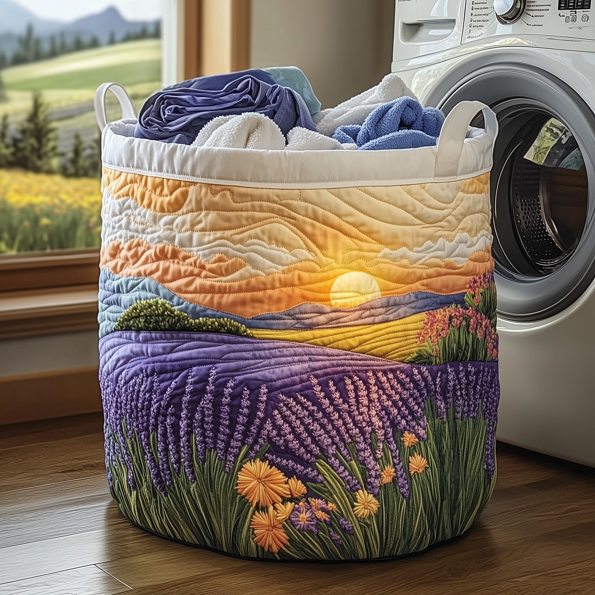 Lavender Meadow Quilted Laundry Basket Gifts For Sunflower Lovers