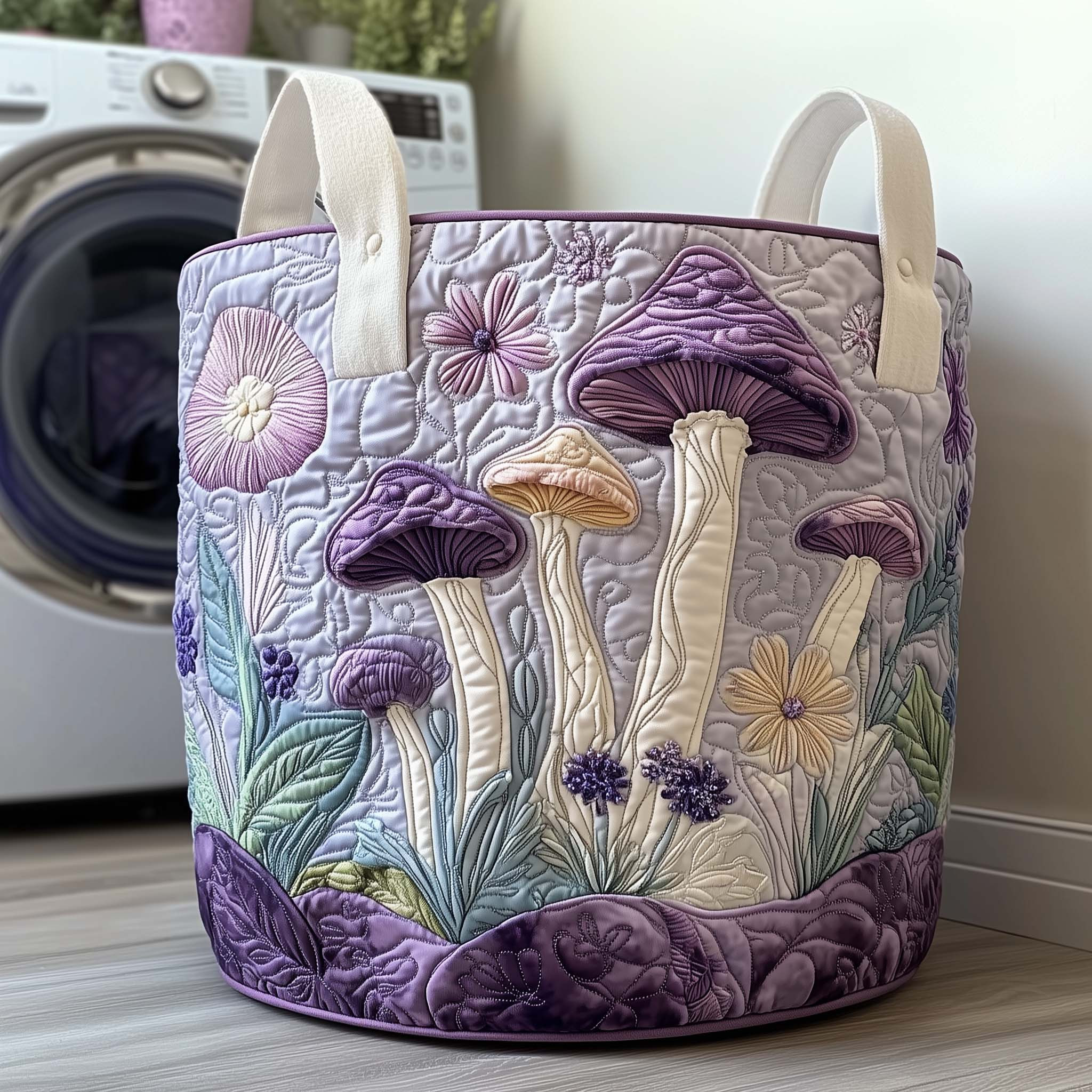 Lavender Mist Quilted Laundry Basket Natural Home Decor Great Gifts For Mom