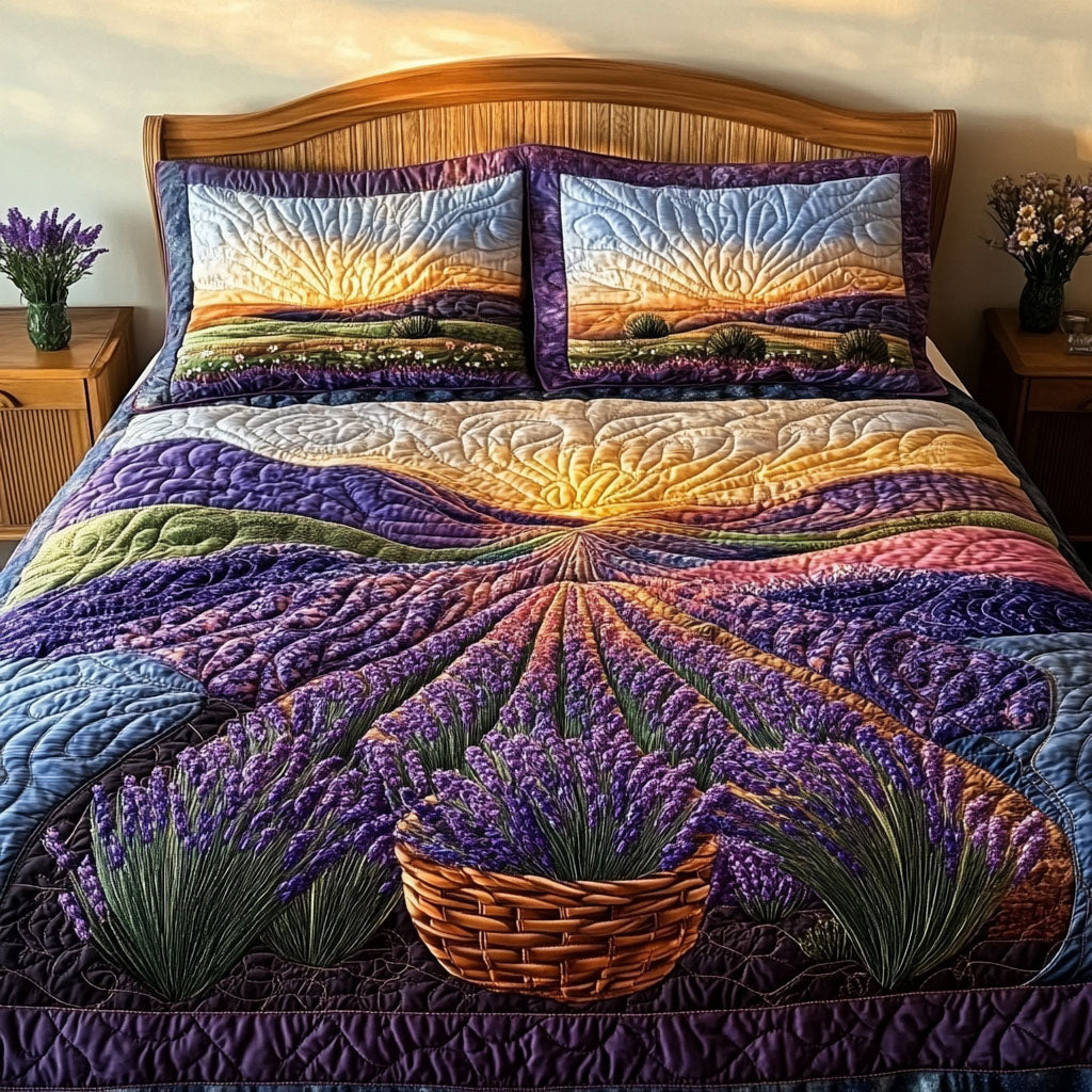 Lavender Moonrise Quilted Bedding Set Bed Decorations Lavender Lover Gifts For Her