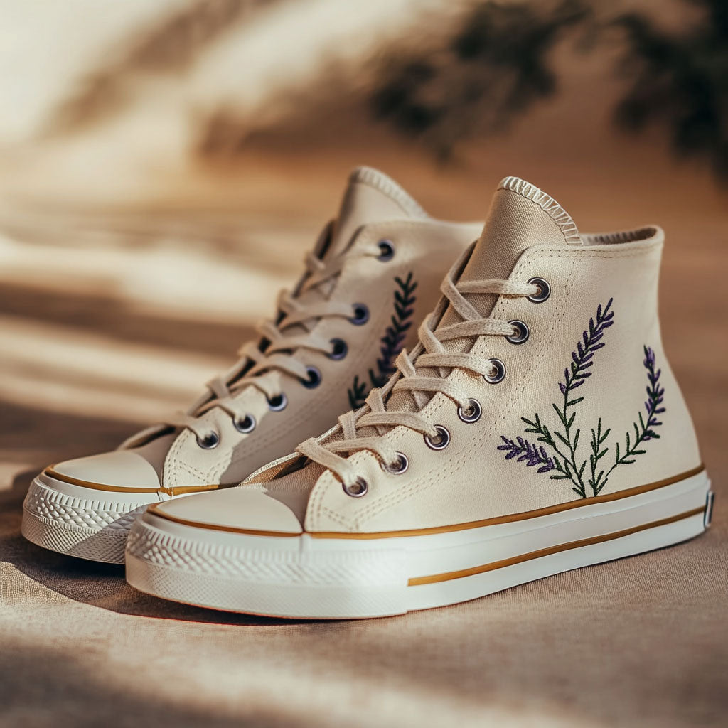 Lavender Steps Canvas High Tops Lightweight Merch Sneakers