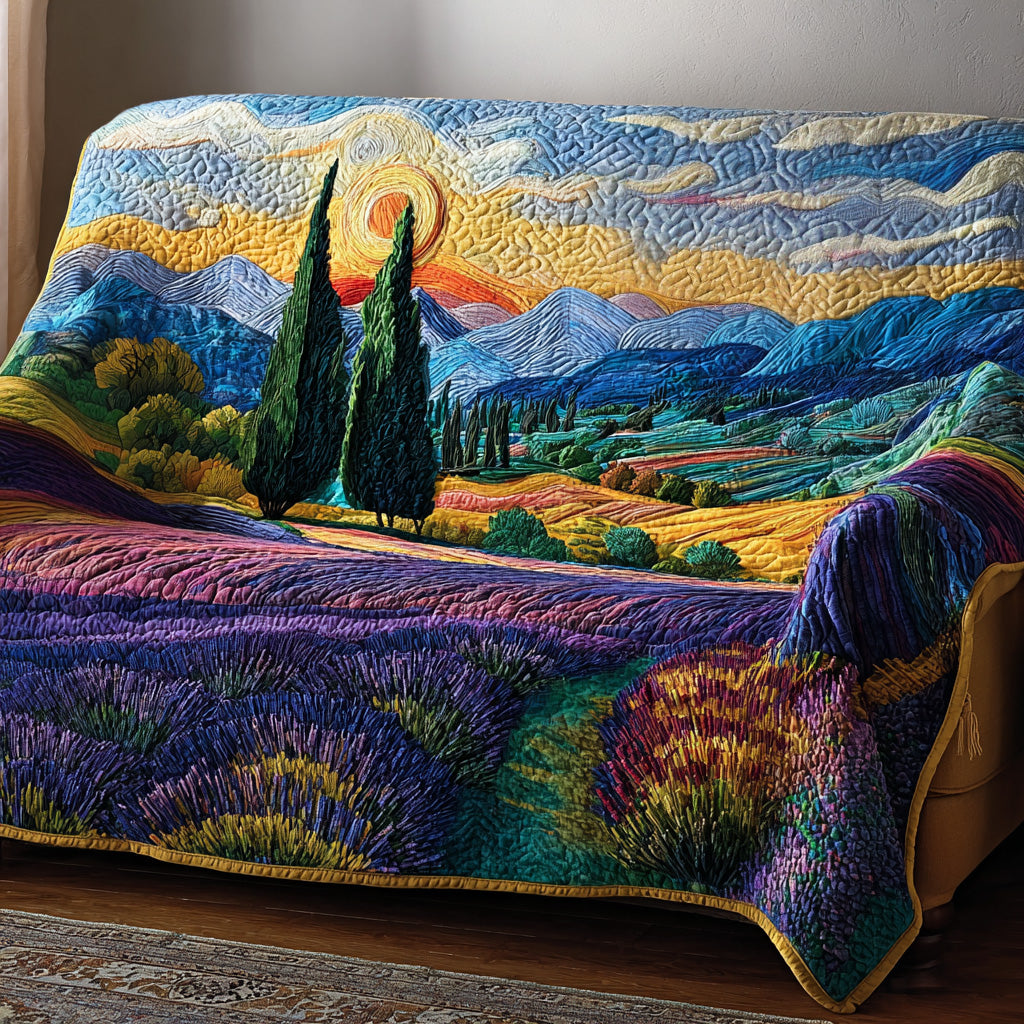 Lavender Sunrise Valley Quilted Sofa Cover Home Decor Best Gifts For Grandma