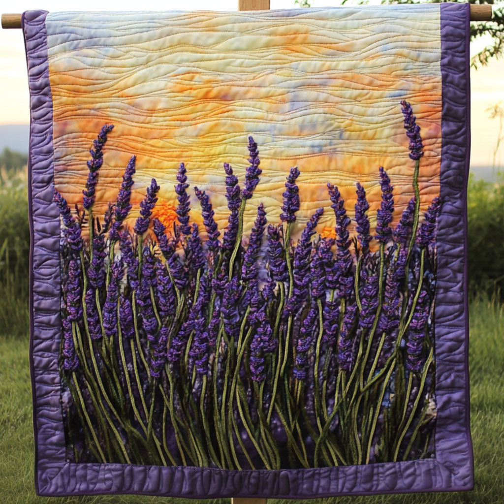 Lavender Sunset Quilted Blanket Nice Throw Blanket Best Lavender Gifts