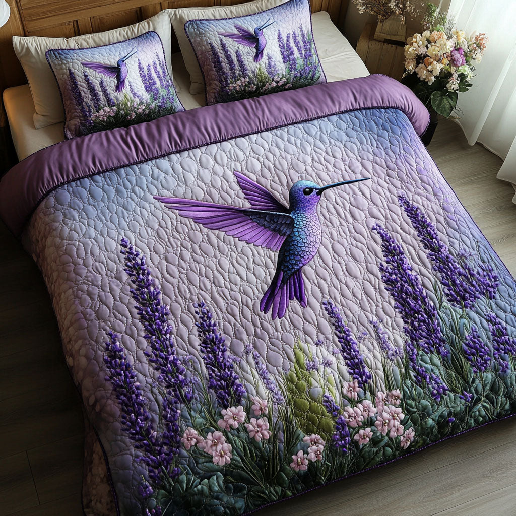 Lavender Whisper Quilted Bedding Set Best Christmas Duvet Sets Birthday Gifts For Hummingbird Lovers