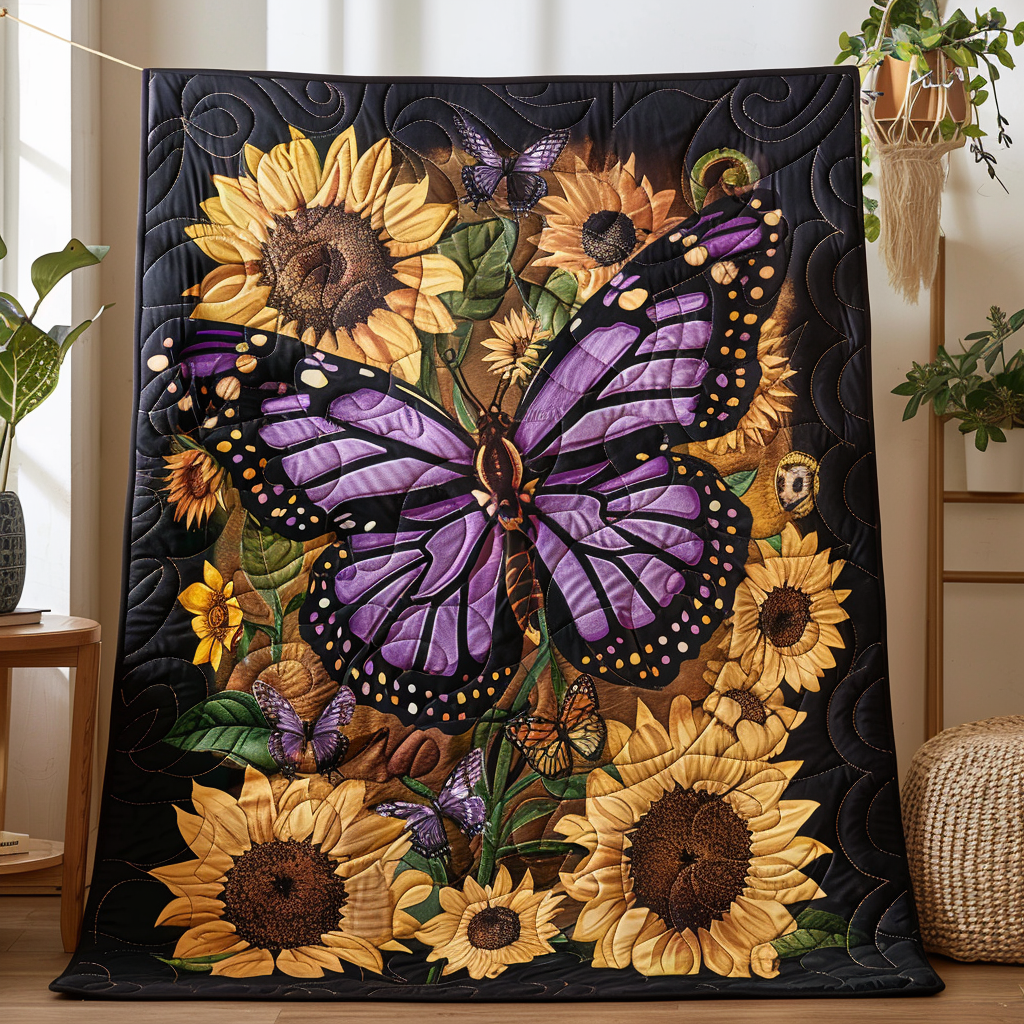 Lavender Wings Butterfly Quilted Blanket Butterfly Gifts For Her