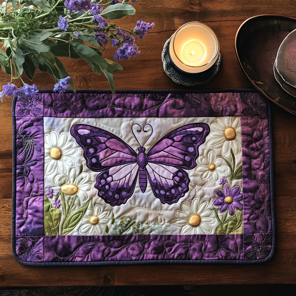 Lavender Wings Quilted Place Mat Christmas Kitchen Decor Gifts For The Flower Lover