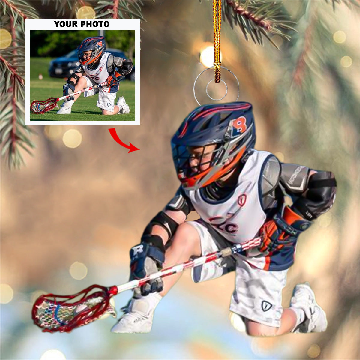 Lax Love Personalized Photo Mica Ornament Christmas Gift For Sports Lovers