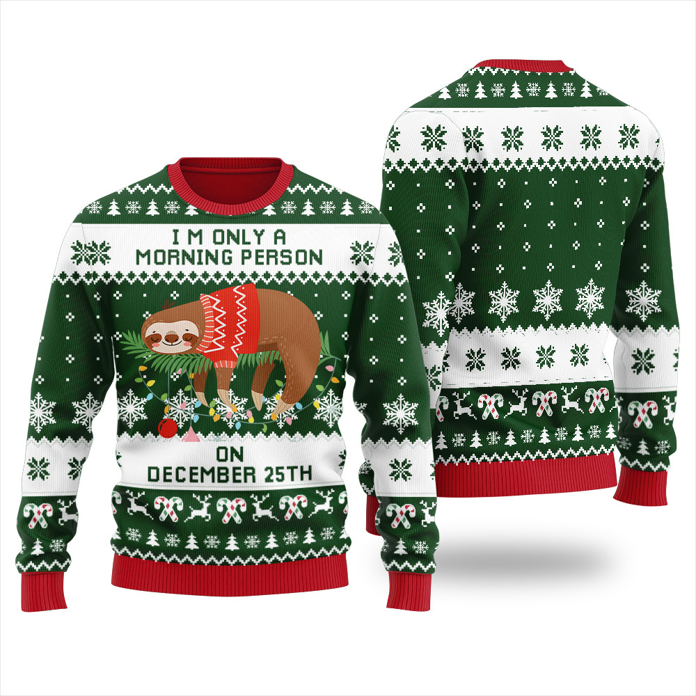Lazy Sloth Funny Christmas Sweater Casual Winter Sweatshirt for Daily Comfort