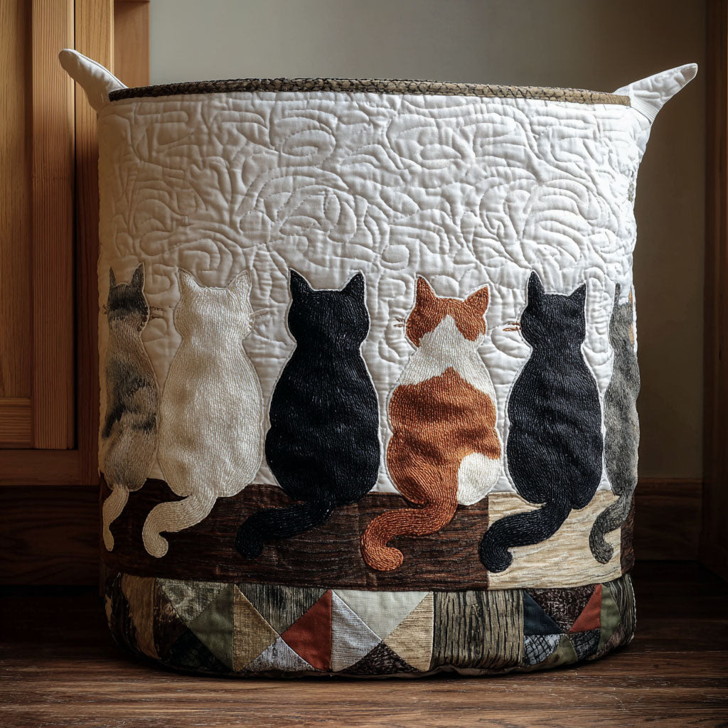 Lazy Whiskers Quilted Laundry Basket Trendy Quilted Laundry Tote for Home and Dorm