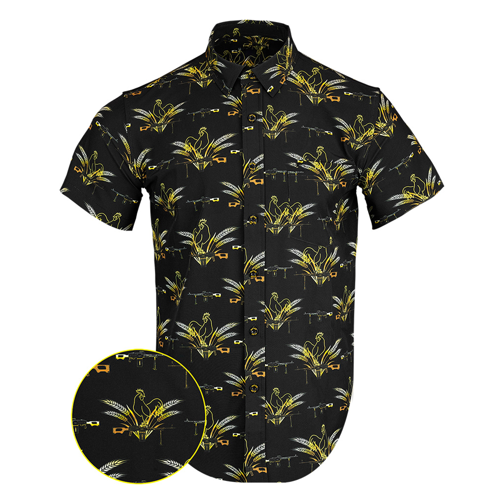 Le Coq V2 Black Gold Button Down Shirt Hawaiian Tactical Button Down Gift Ideas For Son