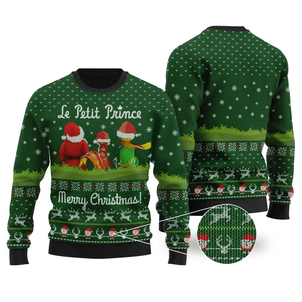 Le Petit Prince Ugly Christmas Sweater Forest Green Warm Winter Sweater to Brighten Your Holidays