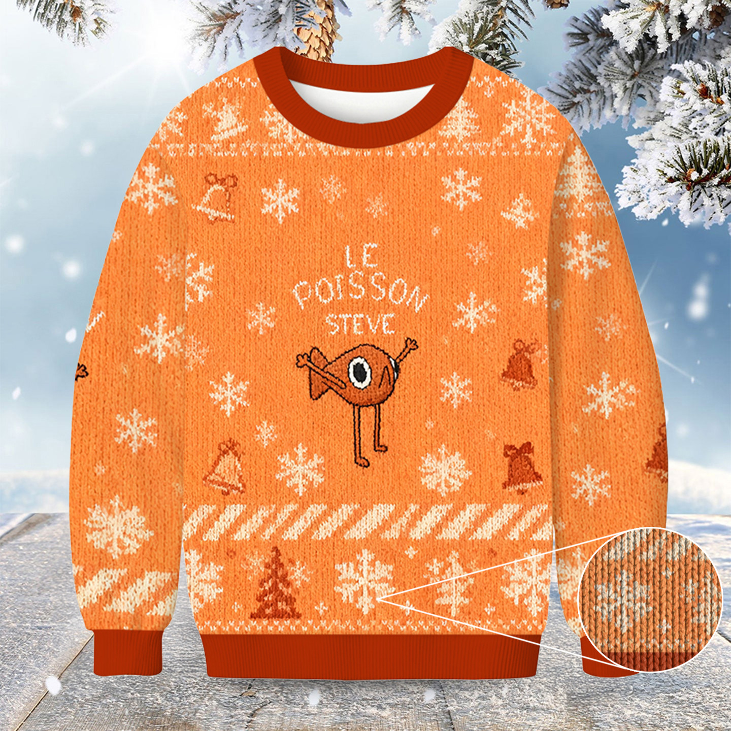 Le Poisson Steve Christmas Ugly Sweater Winter Apparel Weird Christmas Sweater Gifts