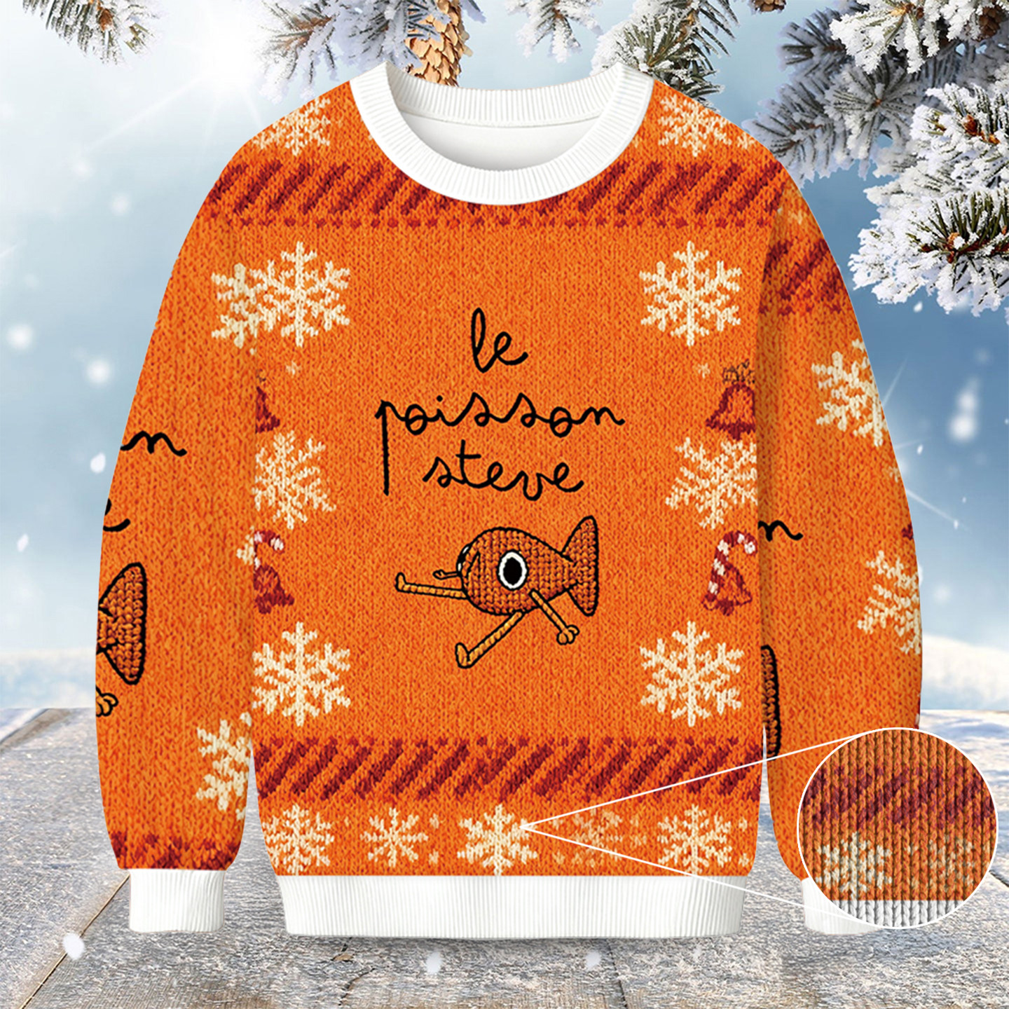 Le Poisson Steve Funny Meme Christmas Ugly Sweater Holiday Apparel Gifts For Music Fans