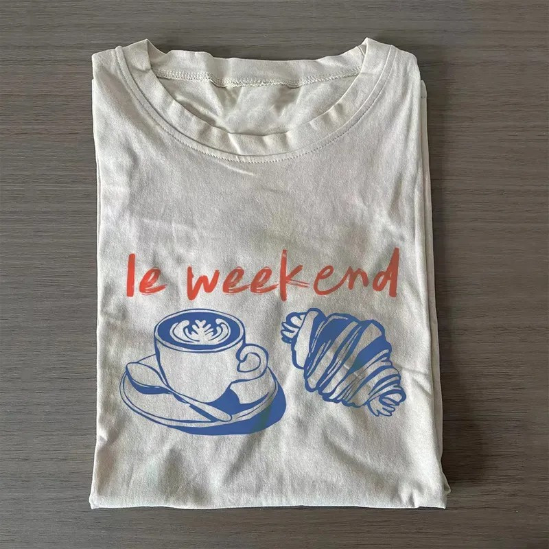 Le Weekend T-Shirt Retro French Clothing Cute Coffee Shirt Gifts Ideas