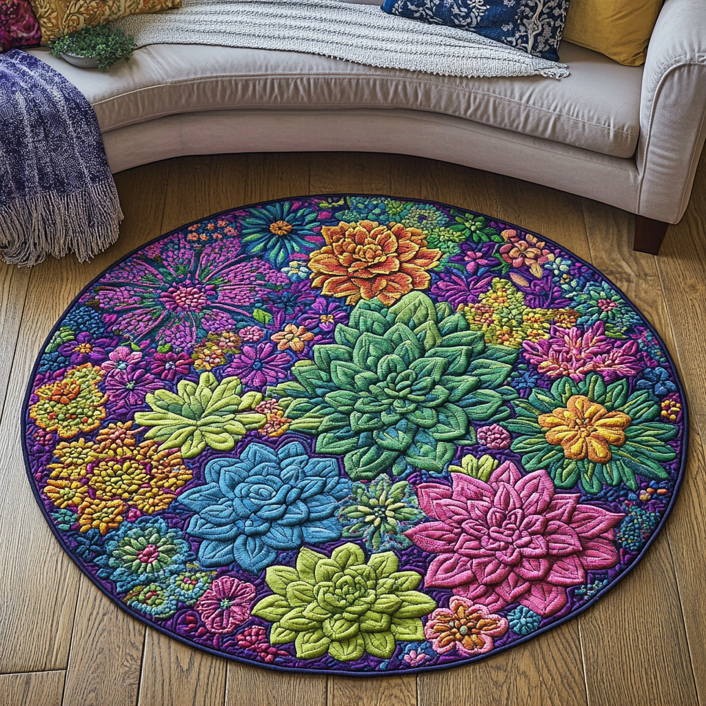 Leaf Bliss Quilted Round Mat Christmas Entry Way Decor Xmas Present Ideas For Mother In Laws