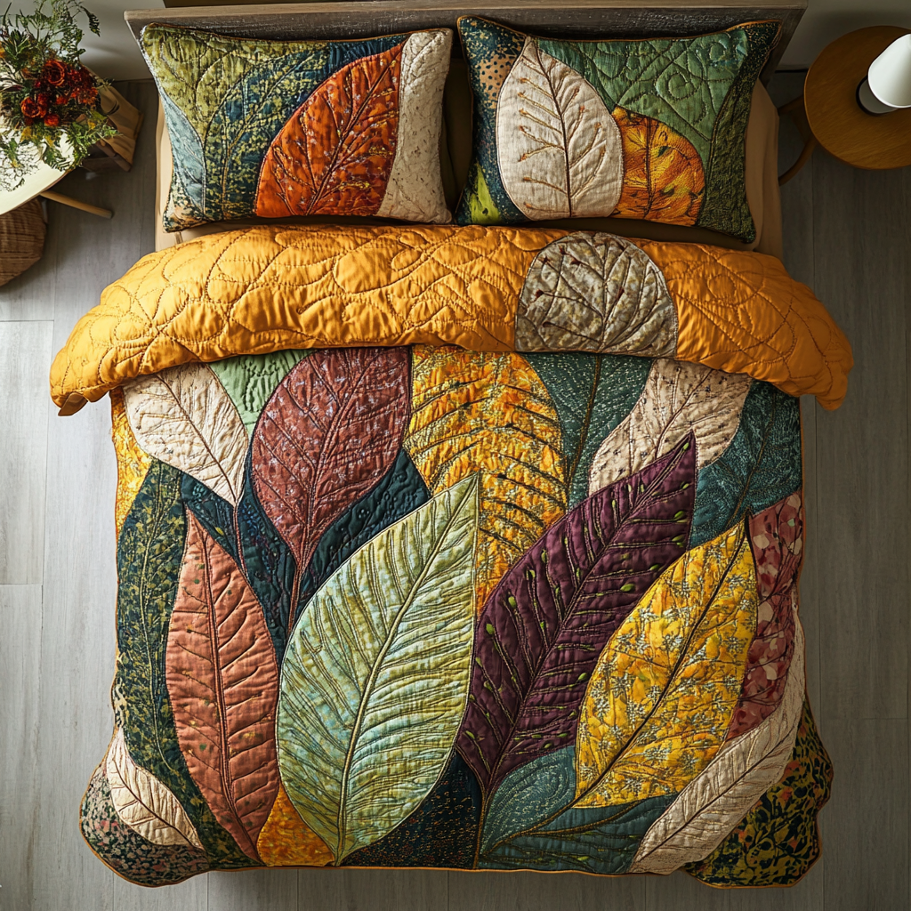 Leaf Breeze Quilted Bedding Set Best Bedspread Set Best Gifts For Nature Lovers