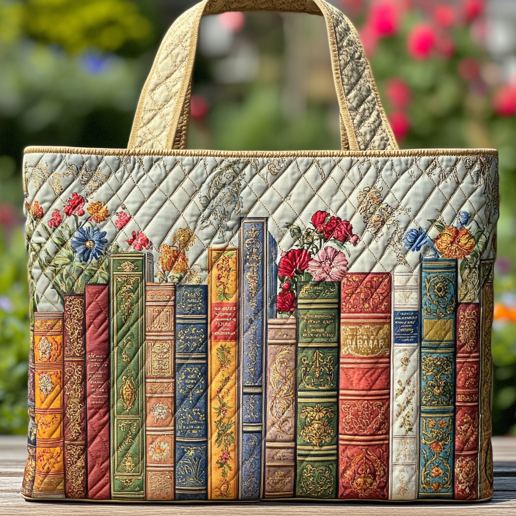 Leaf Chapter Quilted Tote Bag Christmas Gifts For Book Lovers