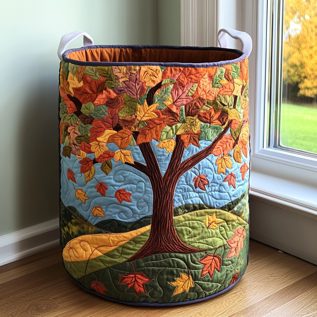 Leaf Harmony Quilted Laundry Basket Father's Day Merch Gift