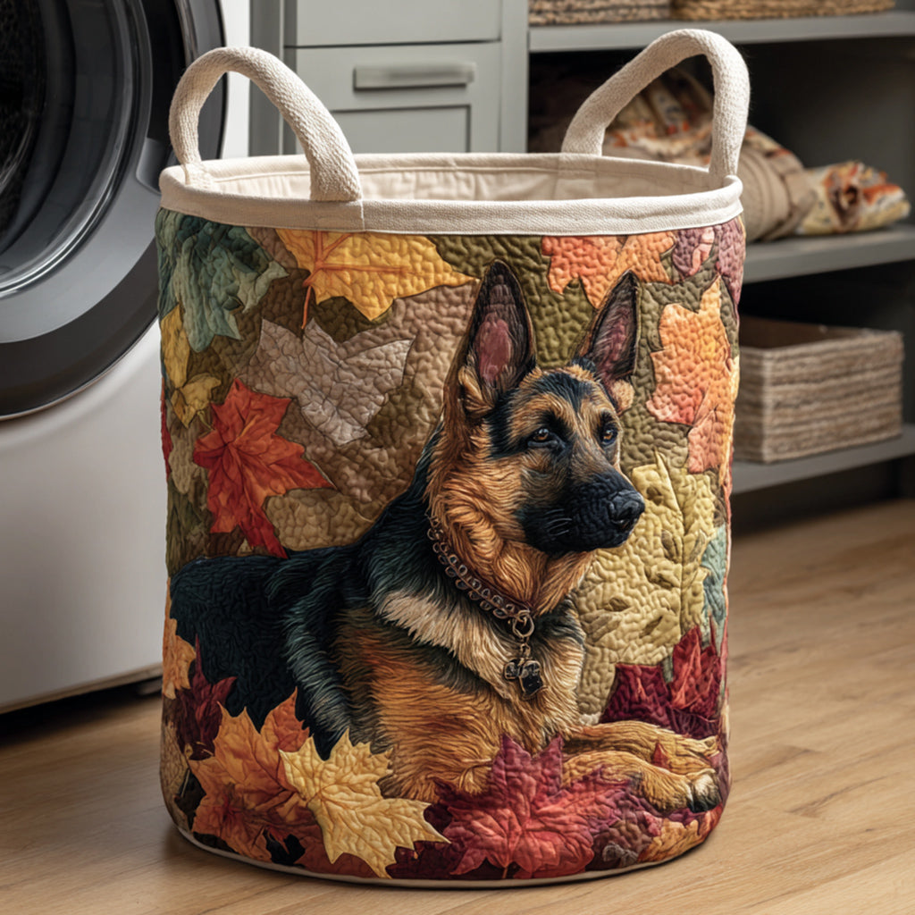 Leaf Pile German Shepherd Quilted Laundry Basket Easter Merch Gift