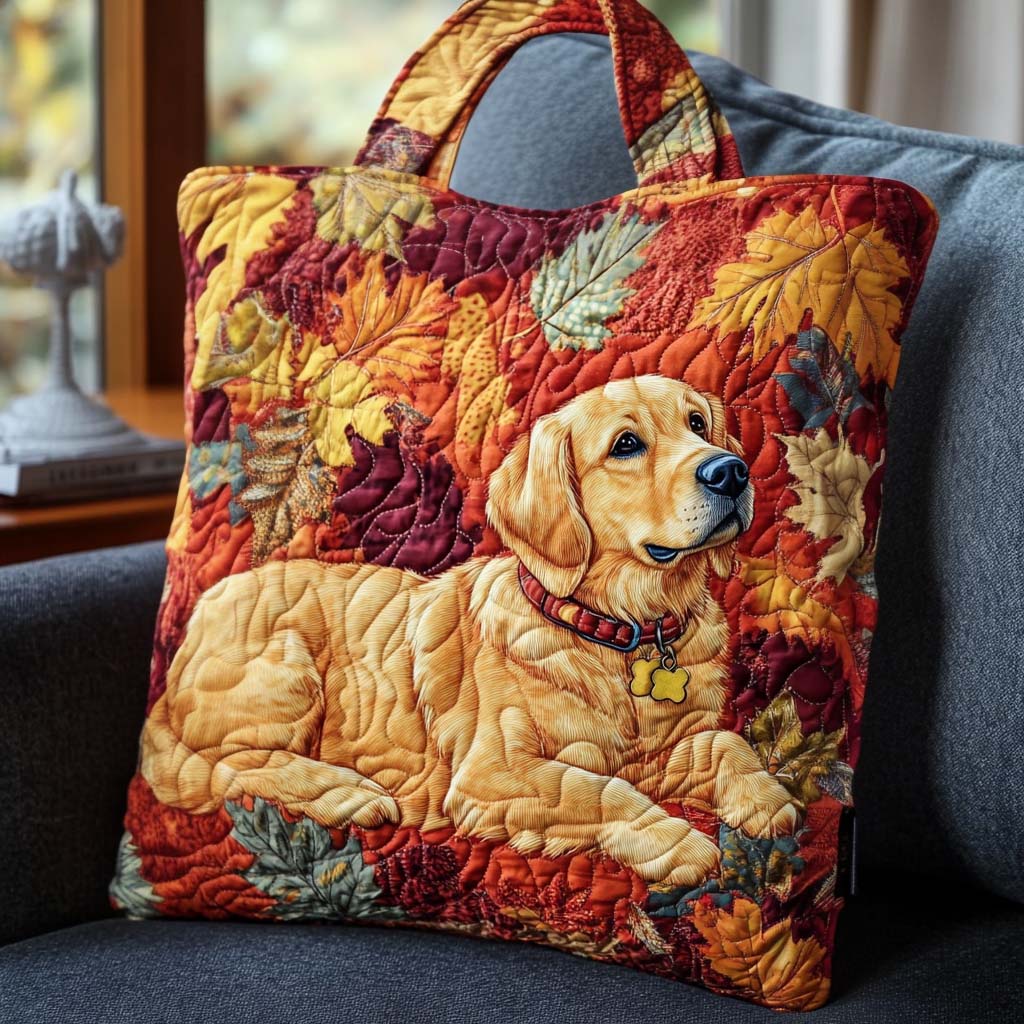 Leafy Lounge Pup Quilted Tote Bag Best Presents For Dog Lovers