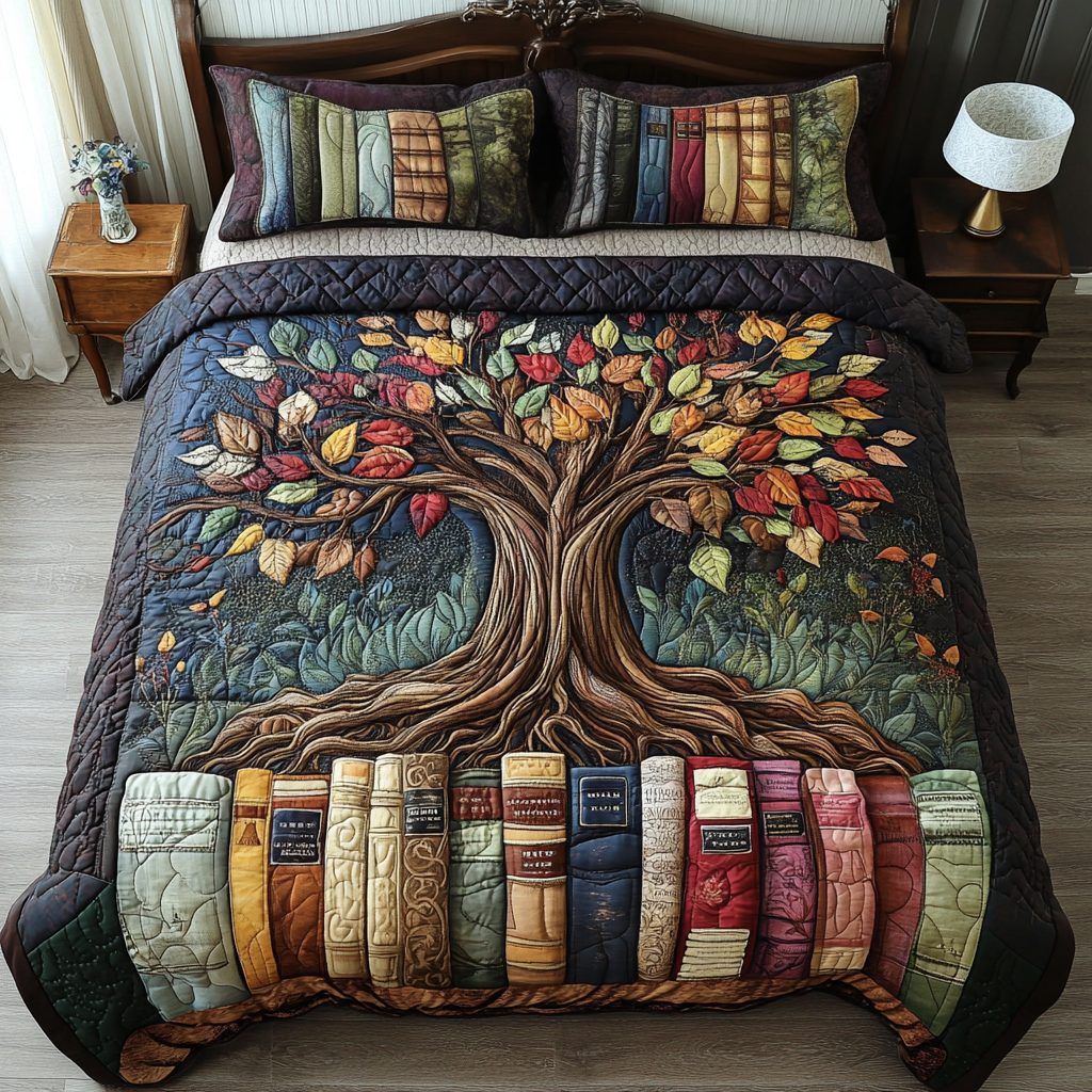 Learning Bloom Quilted Bedding Set Best Bed Sheet Set Book Themed Gifts For Husband