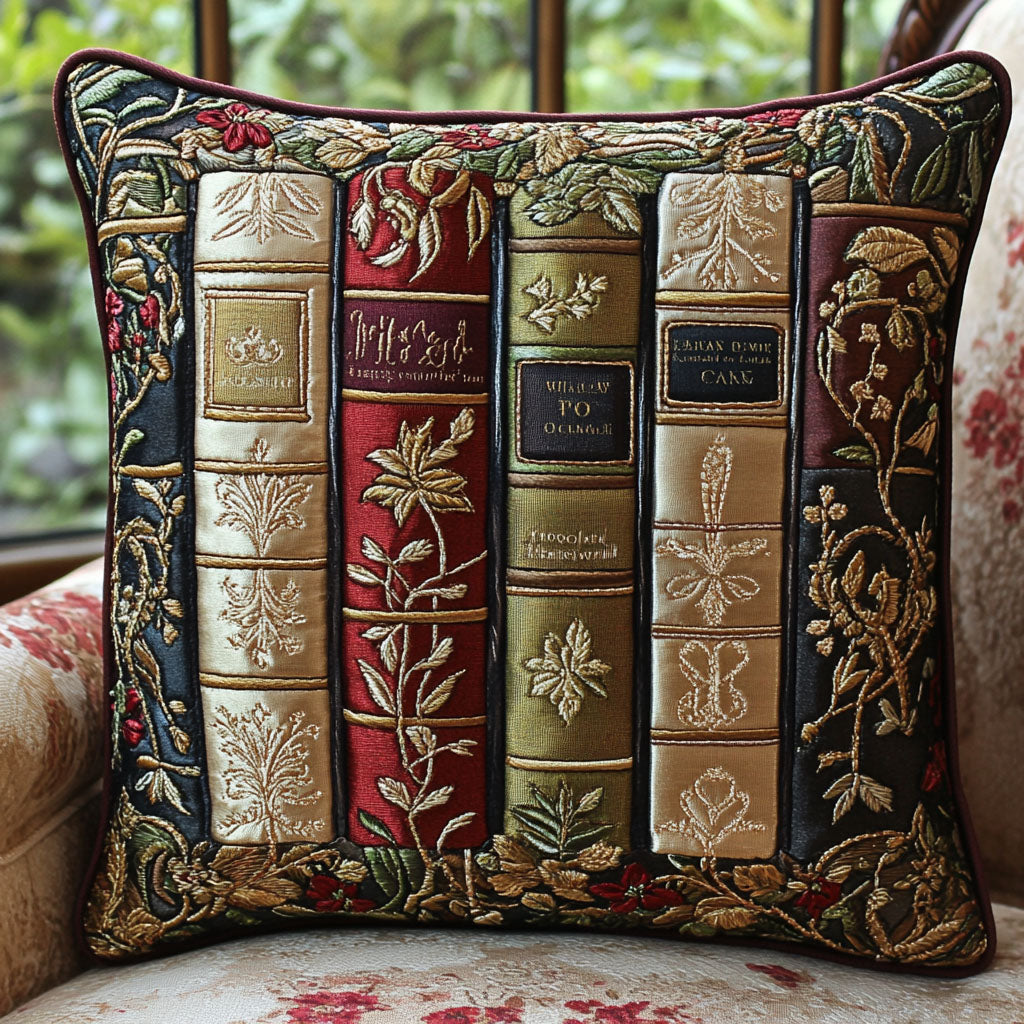 Leatherbound Elegance Quilted Pillow Case Throw Pillow Cases Christmas Gifts For Book Lovers