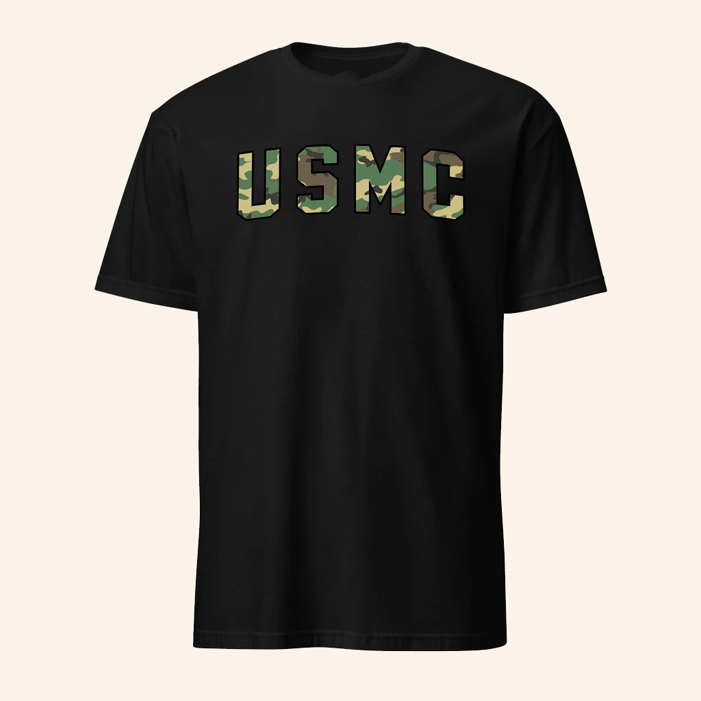 Leatherneck For Life Merch USMC Arch Camo T-Shirt Black Gifts For Marines