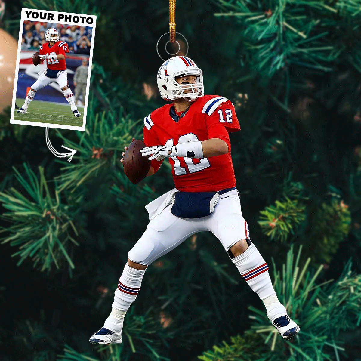 Leave It All On The Field Personalized Photo Mica Ornament Christmas Gift For Football 2