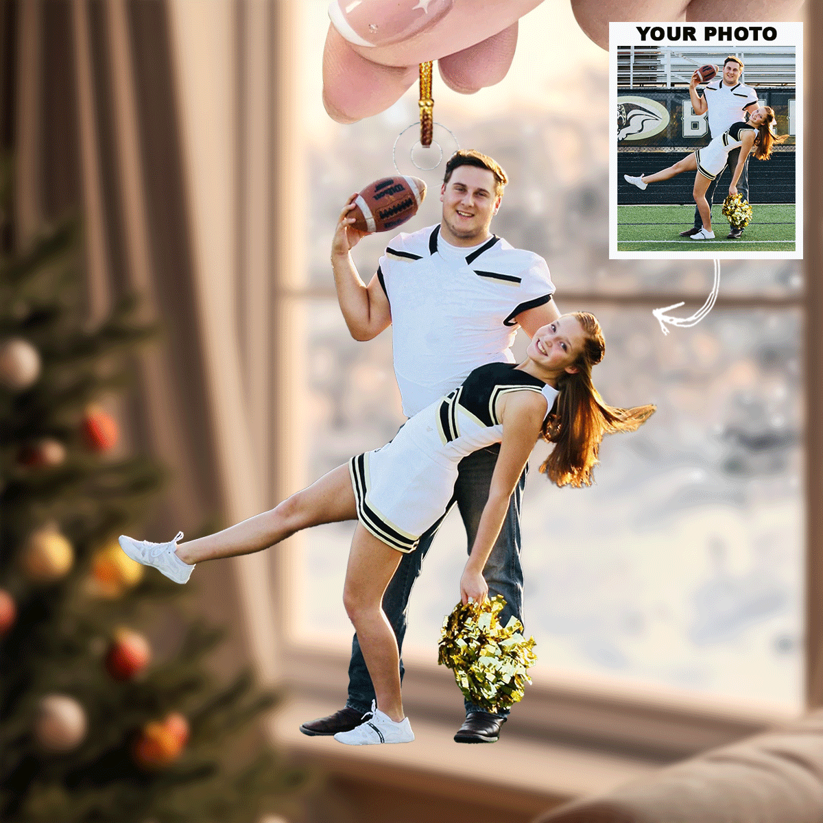 Leave It All On The Field Personalized Photo Mica Ornament Christmas Gift For Football