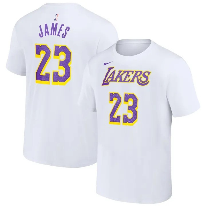 LeBron James Merch T-Shirt NBA Los Angeles Lakers Nike Name & Number Association Shirt