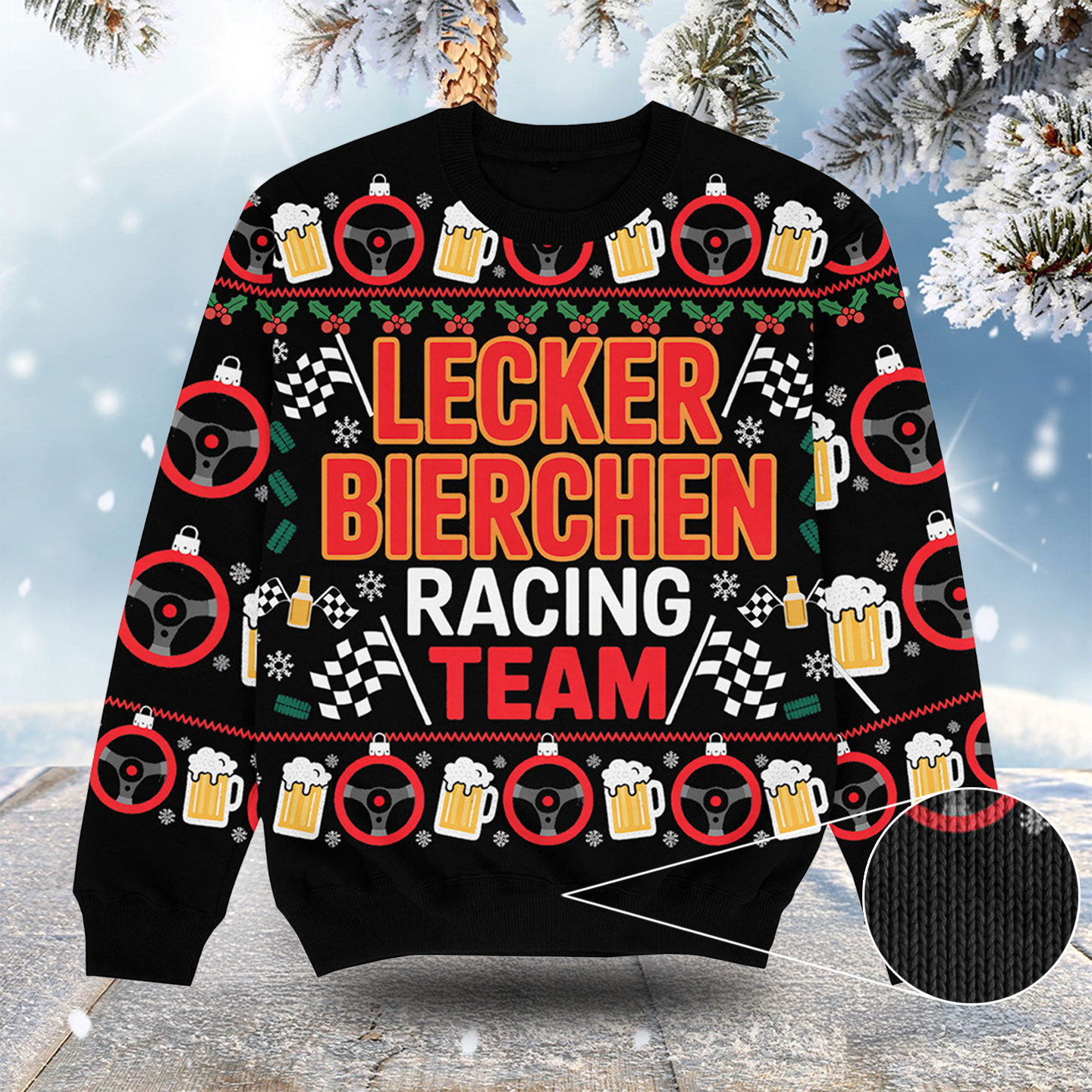 Lecker Bierchen Racing Team Christmas Ugly Sweater Funny Christmas Apparel Xmas Gifts For Men