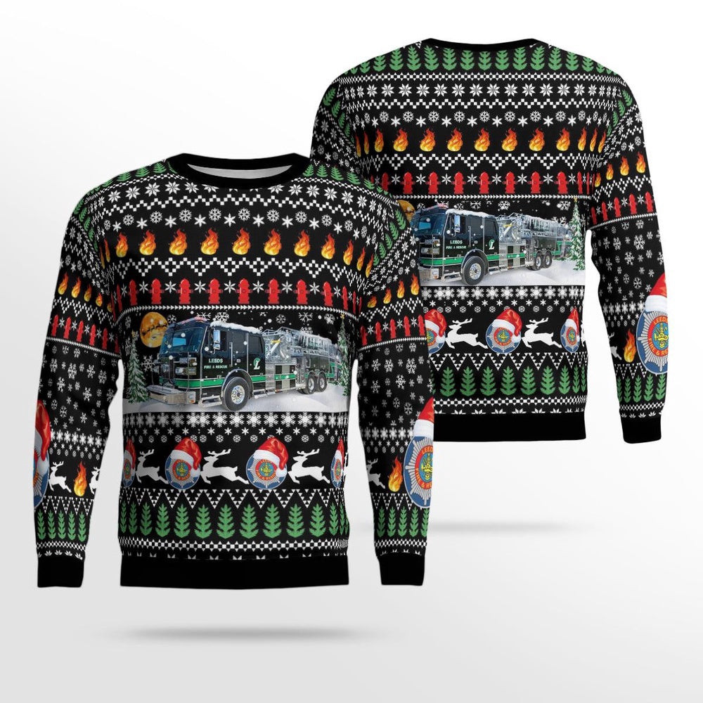 Leeds Fire Rescue Leeds Alabama Christmas AOP Ugly Sweater Xmas Unisex Sweater Christmas Gifts For Men Women