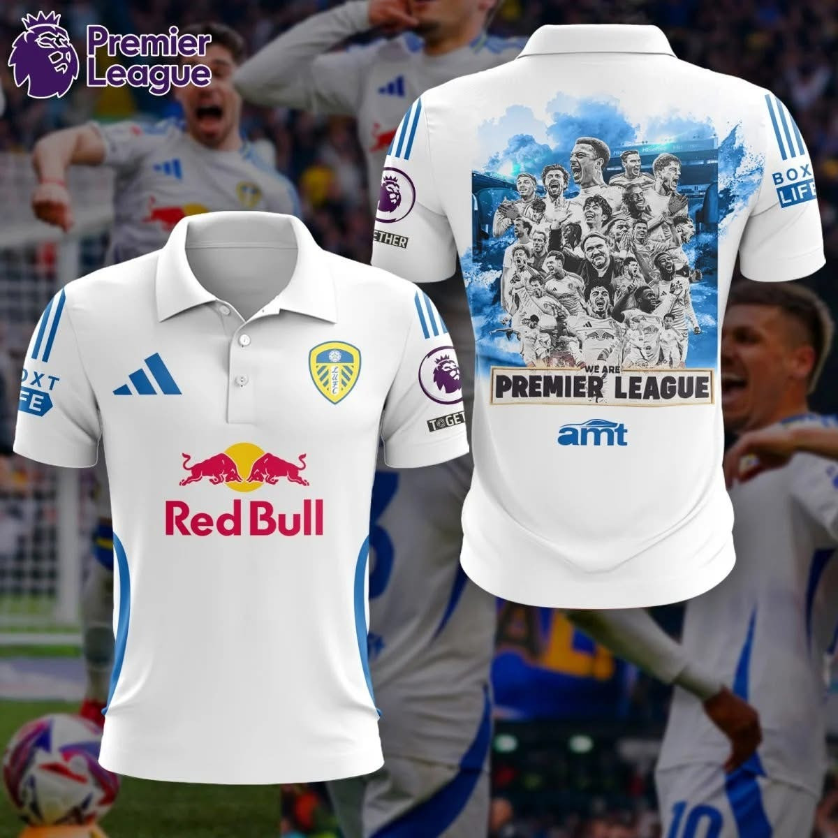 Leeds United We're Premier League Polo Shirt Leeds United F.C. Champions 2025 Fan Merch