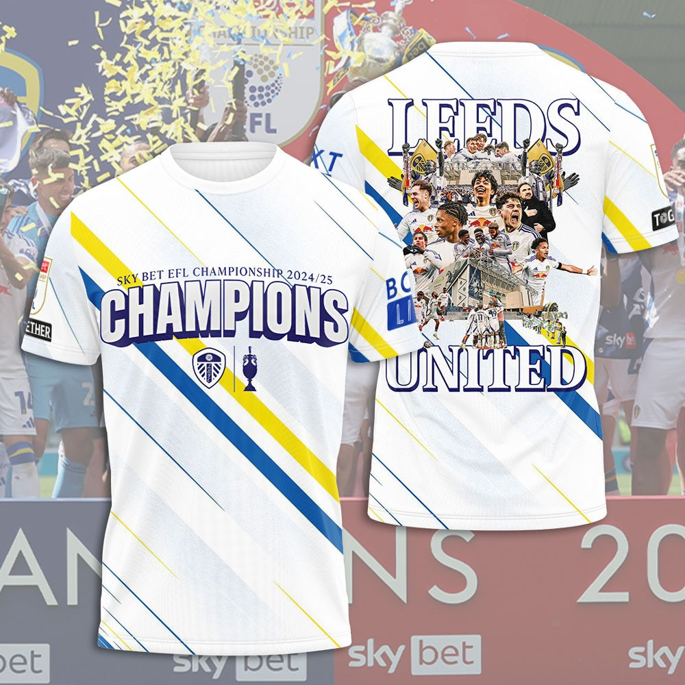 Leeds United x Sky Bet EFL Championship 2024-25 T-Shirt Gifts For Football Enthusiasts