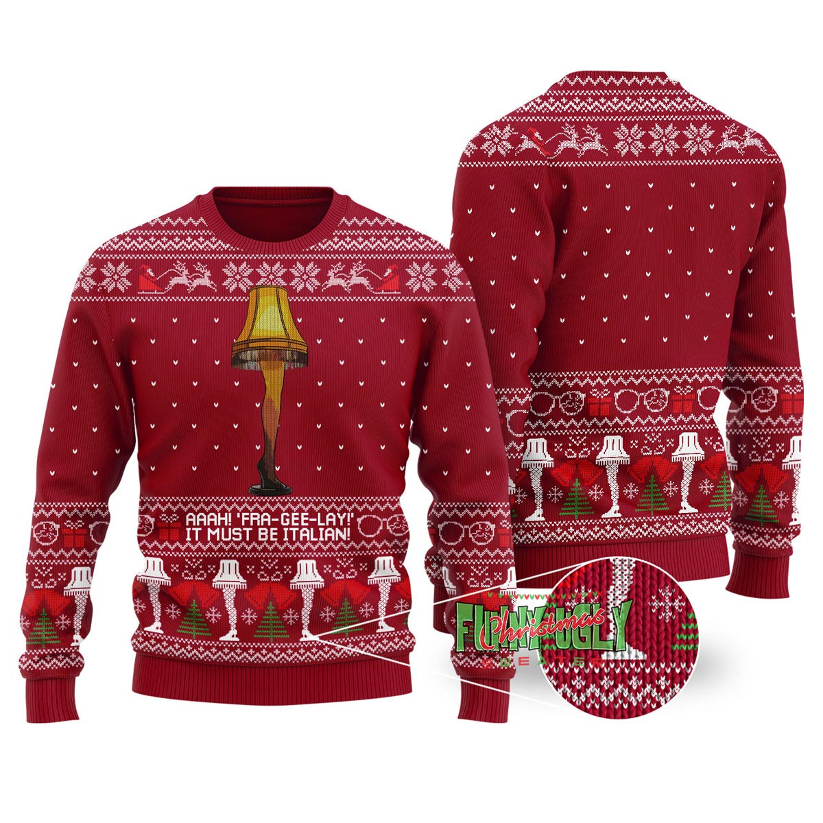 Leg Lamp A Christmas Story Christmas Sweater Cardinal Red Cozy Christmas Sweater for Holiday Season