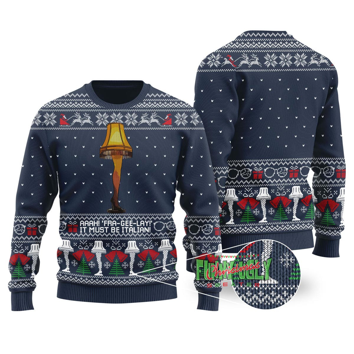 Leg Lamp A Christmas Story Christmas Sweater Navy Custom Christmas Sweatshirt for Family Matching