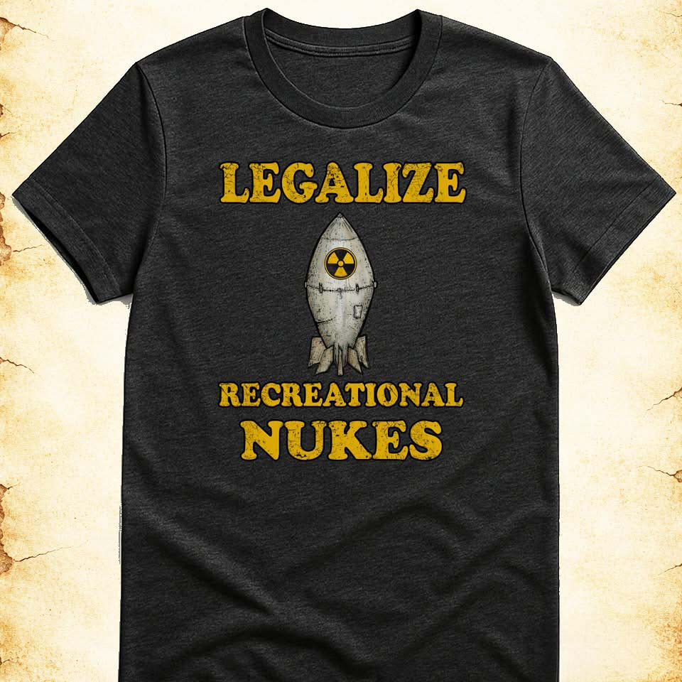 Legalize Recreational Nukes T-Shirt Dark Humor Meme Graphic Tee Gift For Satire Fans