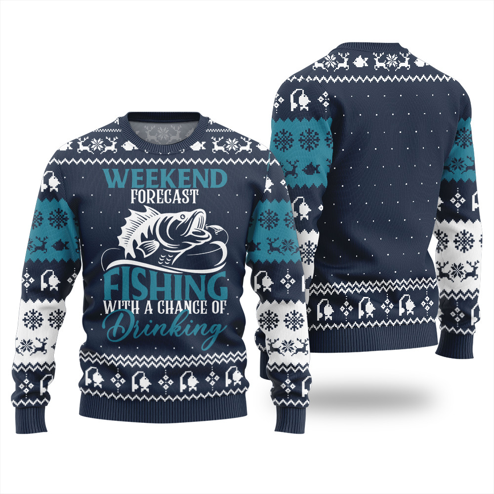 Legendary Big Catch Fishing Ugly Christmas Sweater Lovely Christmas Sweater Gift for Mom or Grandma