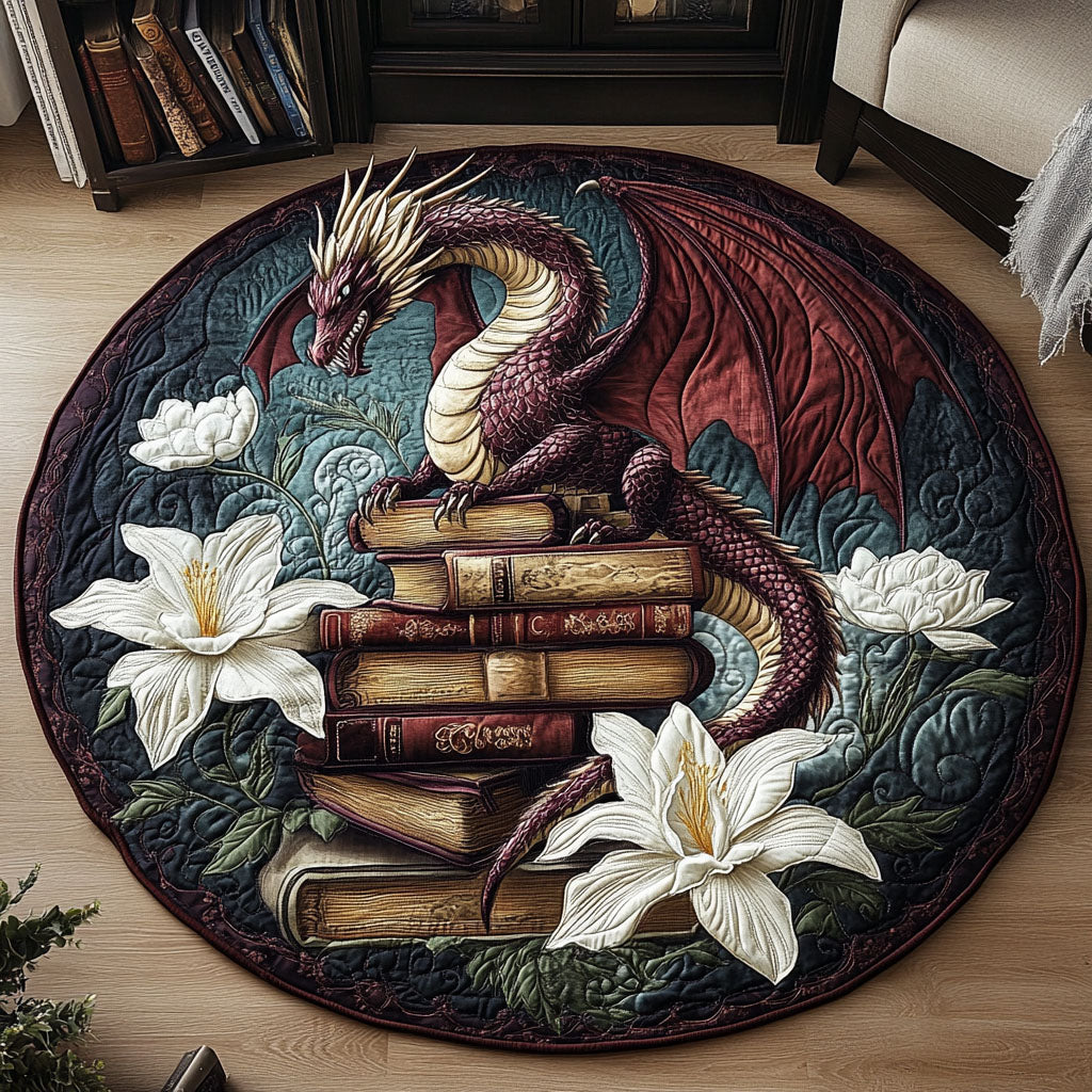 Legendary Dragon Quilted Round Mat Entry Way Ideas Book Themed Gift Items