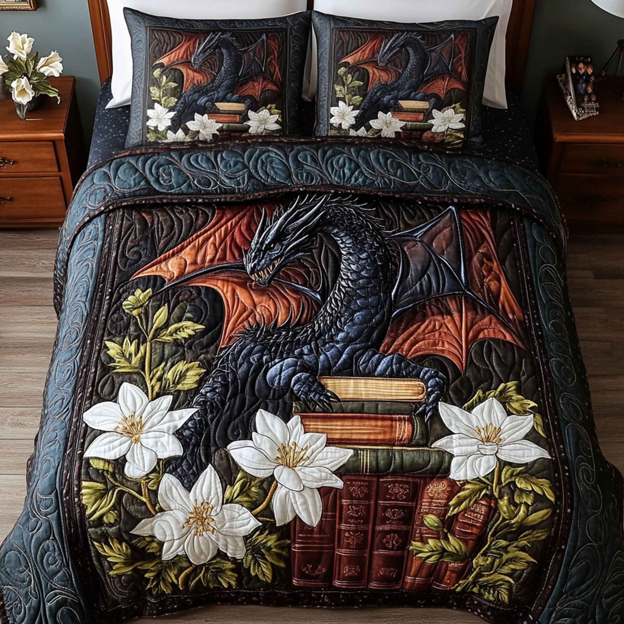 Legendary Flight Quilted Bedding Set Bedroom Decorations Gifts For People Who Like Books