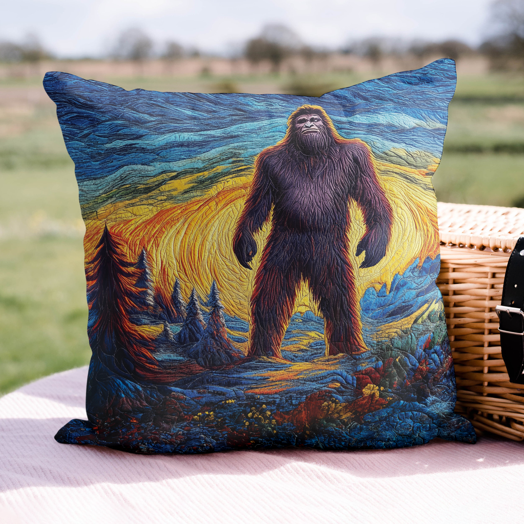 Legendary Yeti Quilted Pillow Case Christmas Tree Pillow Cover